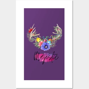 Majestic (Wildflower Antlers) Posters and Art